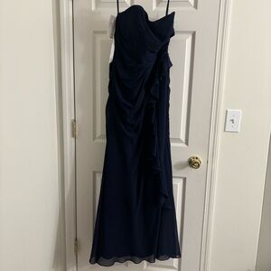 Chic Strapless Navy Evening Dress